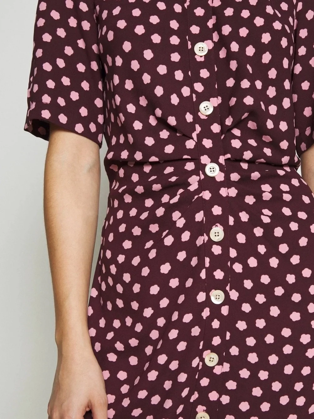 kate spade Burgundy and White Cloud Dot Midi Shirtdress